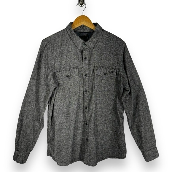 4 for $40 SALE! Sky Rebel Sr Ian Embroidered Spell Out Button Up Shirt, Grey, M - Picture 1 of 11